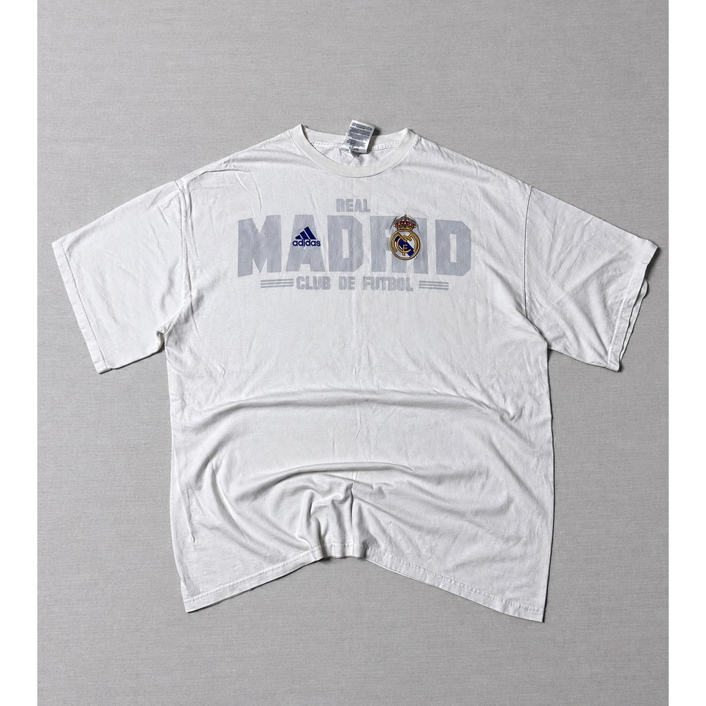 Adidas Real Madrid Club de Fútbol T-Shirt Men's XL White Soccer Football Graphic